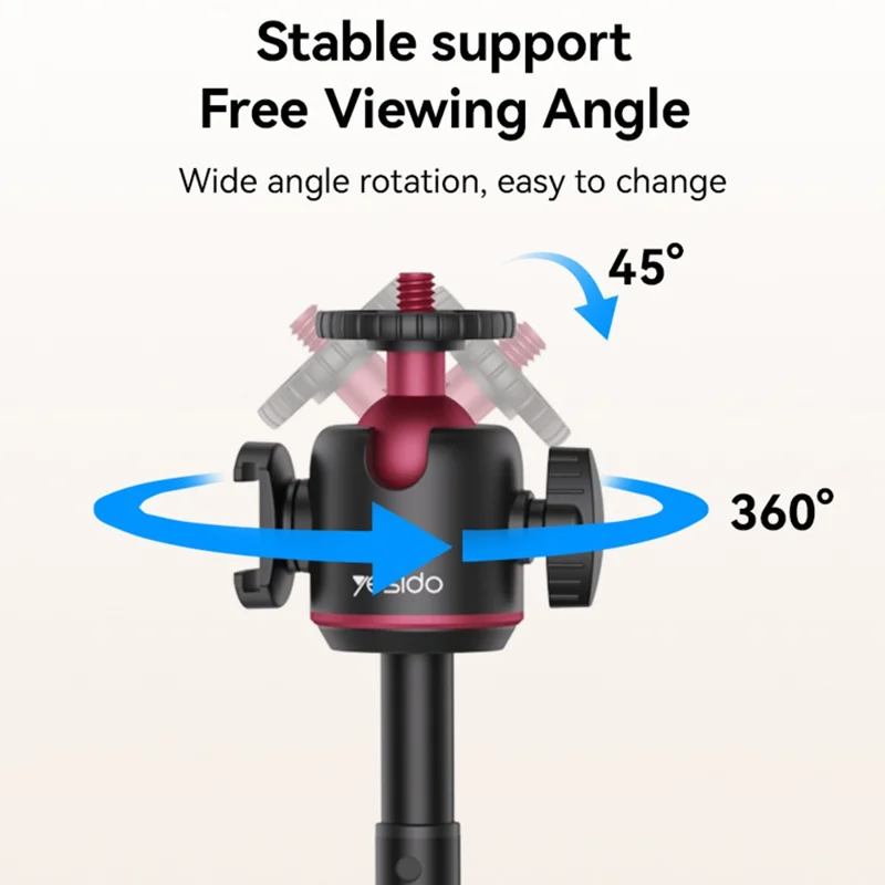 YESIDO SF26 5-dels udvidelig kuglehoved-gimbal klappbart stativ med koldsko