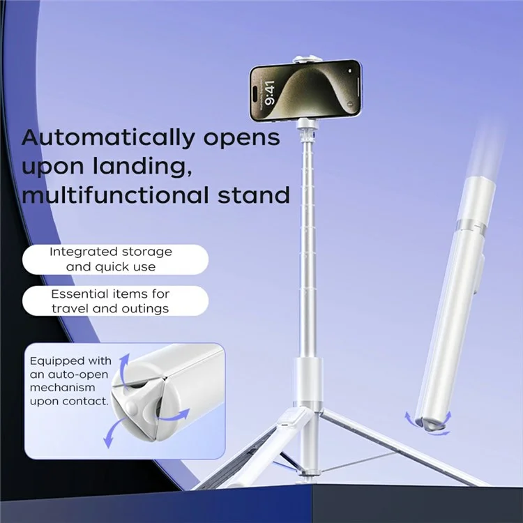 XIAOMIYOUPIN FUNSNAP X96 1.8m Extendable Selfie Stick Tripod with 360 Degree Rotating Phone Clip - White