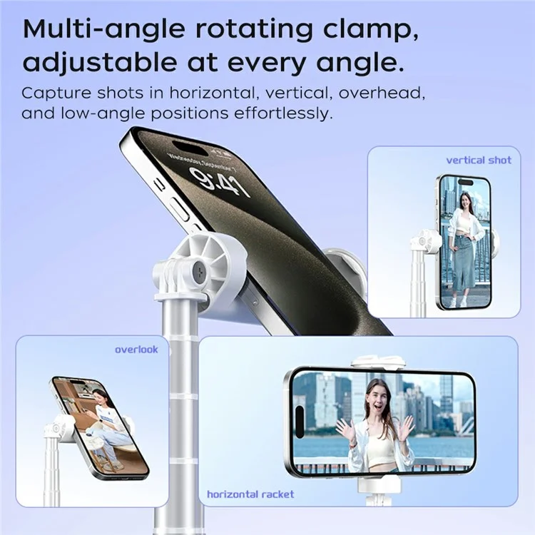 XIAOMIYOUPIN FUNSNAP X96 1.8m Extendable Selfie Stick Tripod with 360 Degree Rotating Phone Clip - White