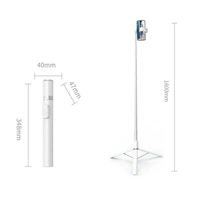 XIAOMIYOUPIN FUNSNAP X96 1.8m Extendable Selfie Stick Tripod with 360 Degree Rotating Phone Clip - Black