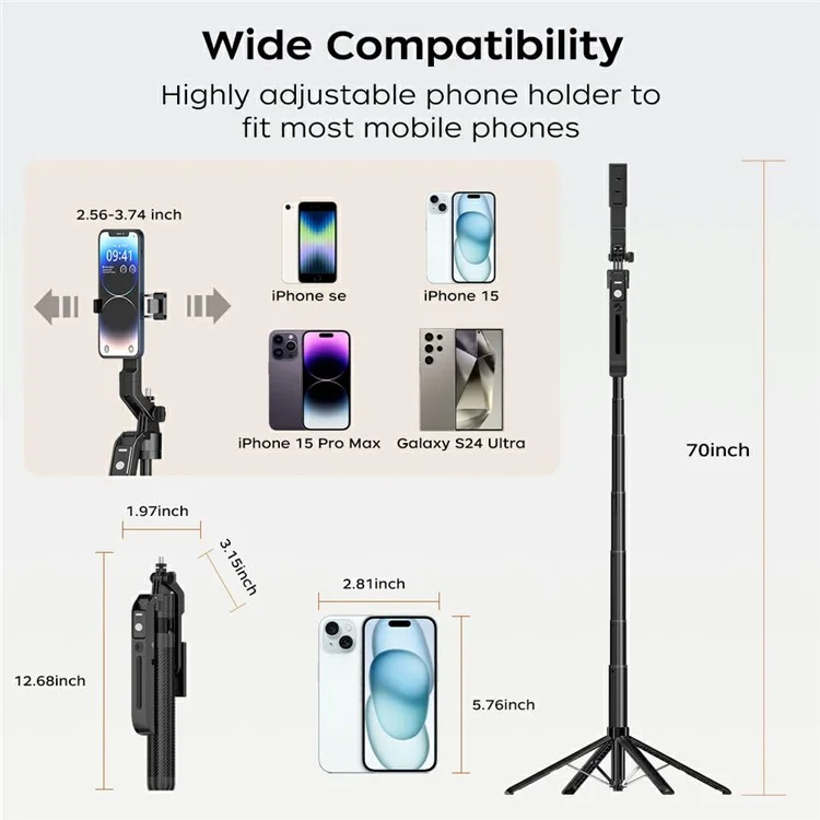 XIAOMIYOUPIN FUNSNAP A6 1.8m Extendable Selfie Stick for Smartphone Smart AI Tracking Tripod with Remote (No Light)
