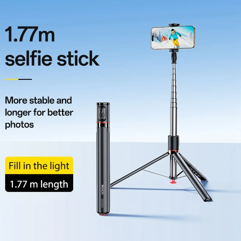 YESIDO SF30 Pop Up Tripod 1.7m Extendable Bluetooth-Compatible Selfie Stick with Remote Control