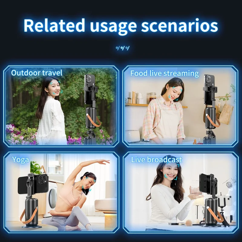 Stabilisateur de cardan pour téléphone avec suivi facial par IA et télécommande pour diffusion en direct Q04