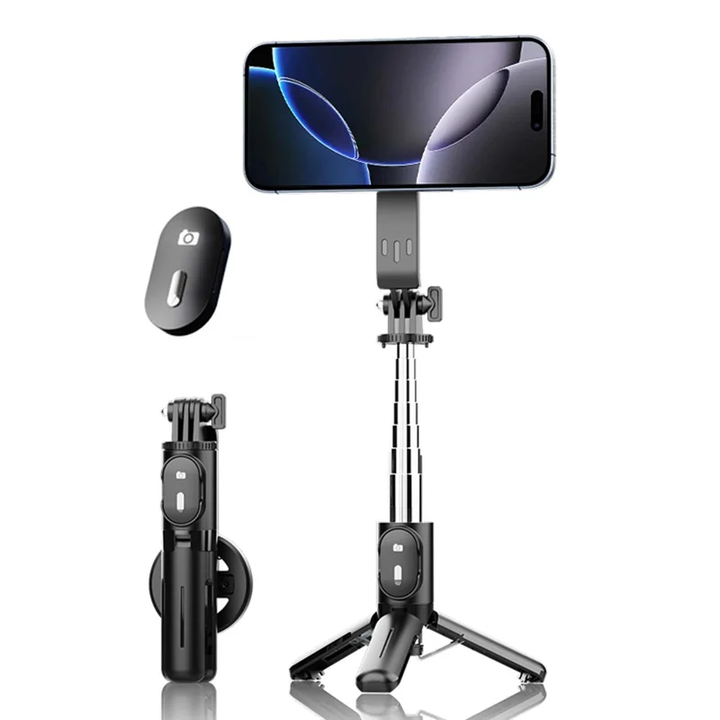 P08Y Pro Tripé Portátil de Selfie para Viagem com Suporte de Telefone Mini e Controle Remoto - Preto