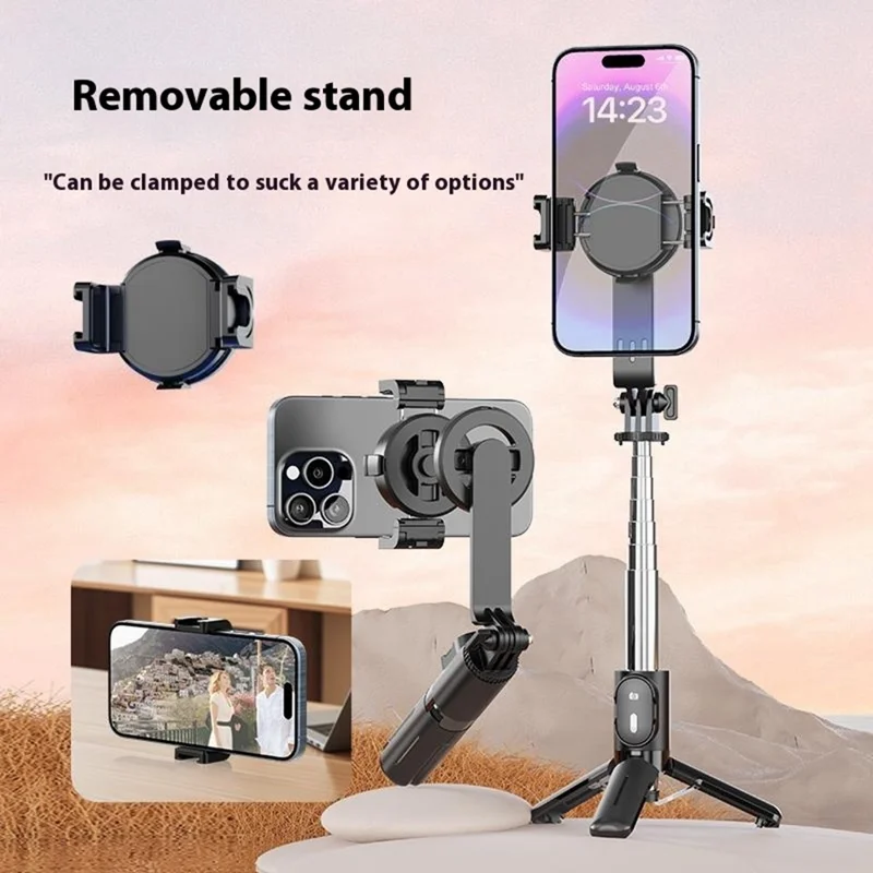 P08Y Pro Tripé Portátil de Selfie para Viagem com Suporte de Telefone Mini e Controle Remoto - Preto