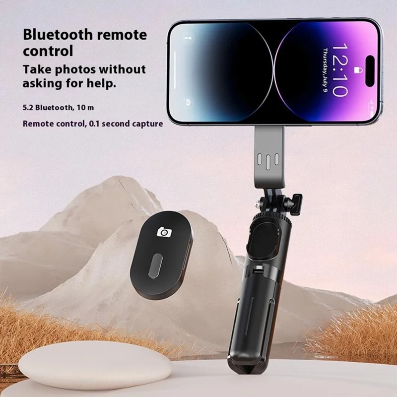 P08Y Pro Tripé Portátil de Selfie para Viagem com Suporte de Telefone Mini e Controle Remoto - Preto
