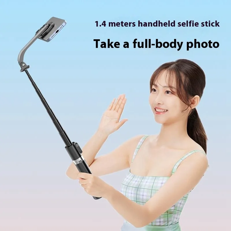 P07MAX Bastão de Selfie Magnético para Celular com Controle Remoto Bluetooth Compatível, Suporte Extensível de Quatro Pernas - Preto