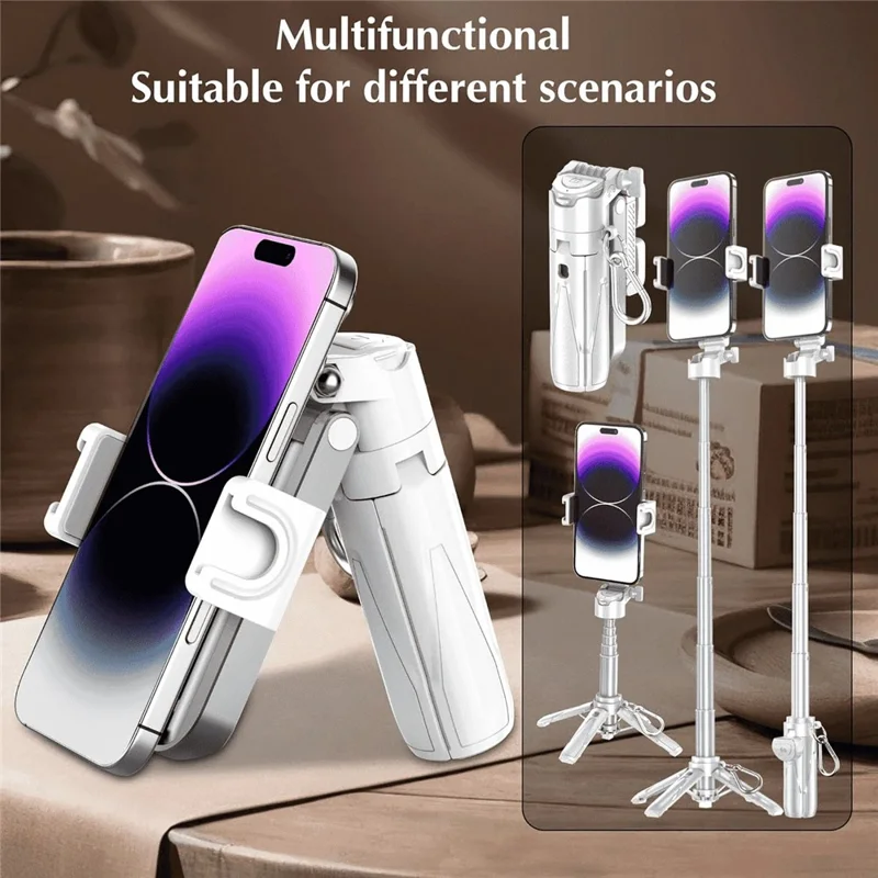 JMARY MT-18 Mini Tripé Bastão de Selfie para Celular com Controle Sem Fio para Transmissão Ao Vivo - Branco
