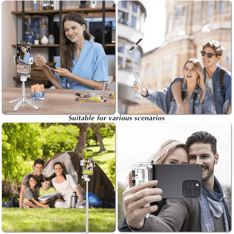 JMARY MT-18 Mini Tripé Bastão de Selfie para Celular com Controle Sem Fio para Transmissão Ao Vivo - Branco