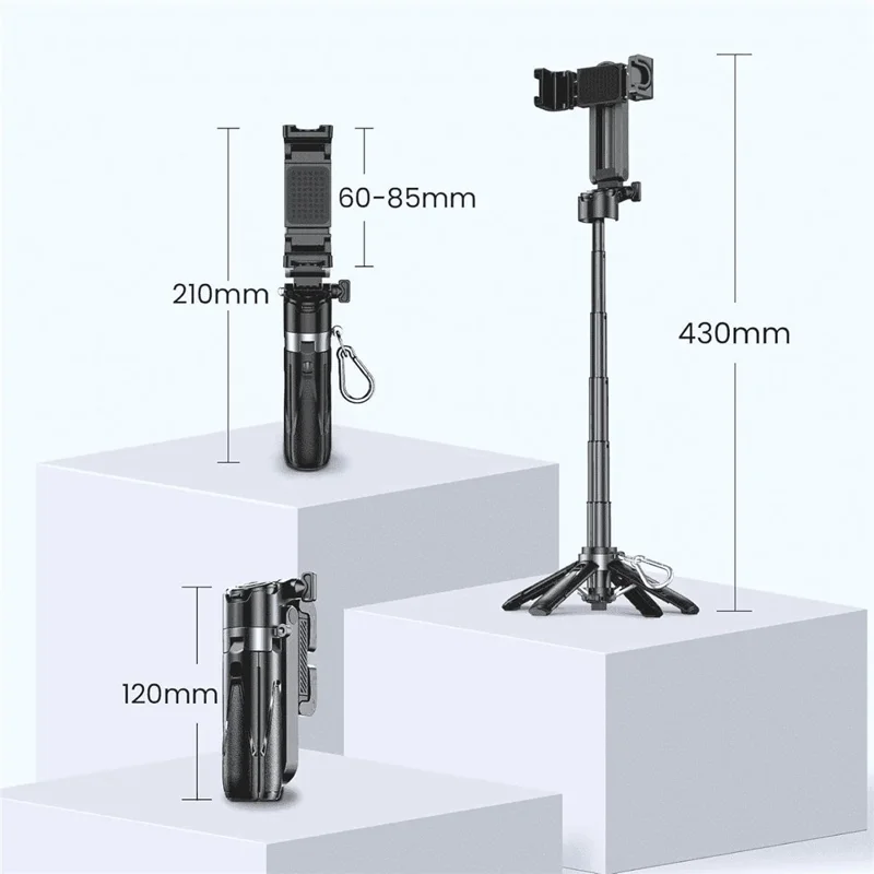 JMARY MT-18 Mini Phone Selfie Stick Tripod Extendable Phone Stand with Wireless Control for Live Streaming - Black