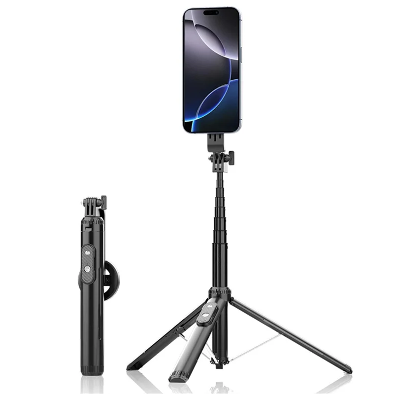 P160 Selfiestick mit magnetischem Telefonclip, kompatibel mit MagSafe Telefonhalterung Stativ - Schwarz
