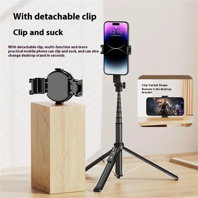 Palo de selfie magnético P160 con luz de relleno dual compatible con soporte de teléfono MagSafe - Negro