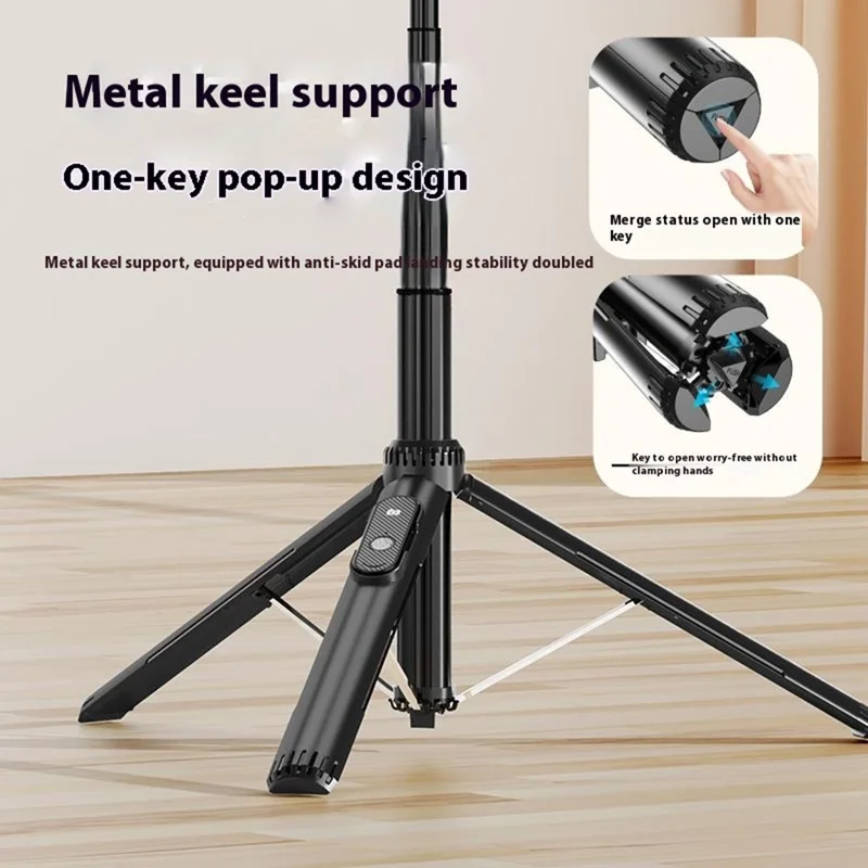 Palo de selfie magnético P160 con luz de relleno dual compatible con soporte de teléfono MagSafe - Negro