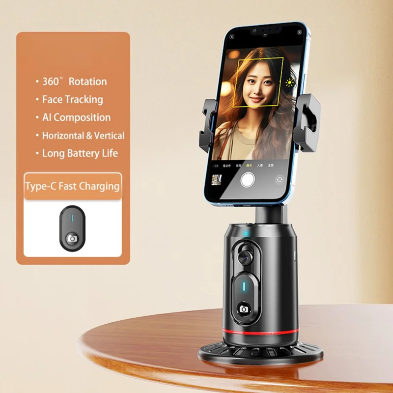 Q02 Estabilizador de Gimbal Inteligente com IA para Celular com Rastreamento Facial Automático para Transmissão ao Vivo, Sem Luz