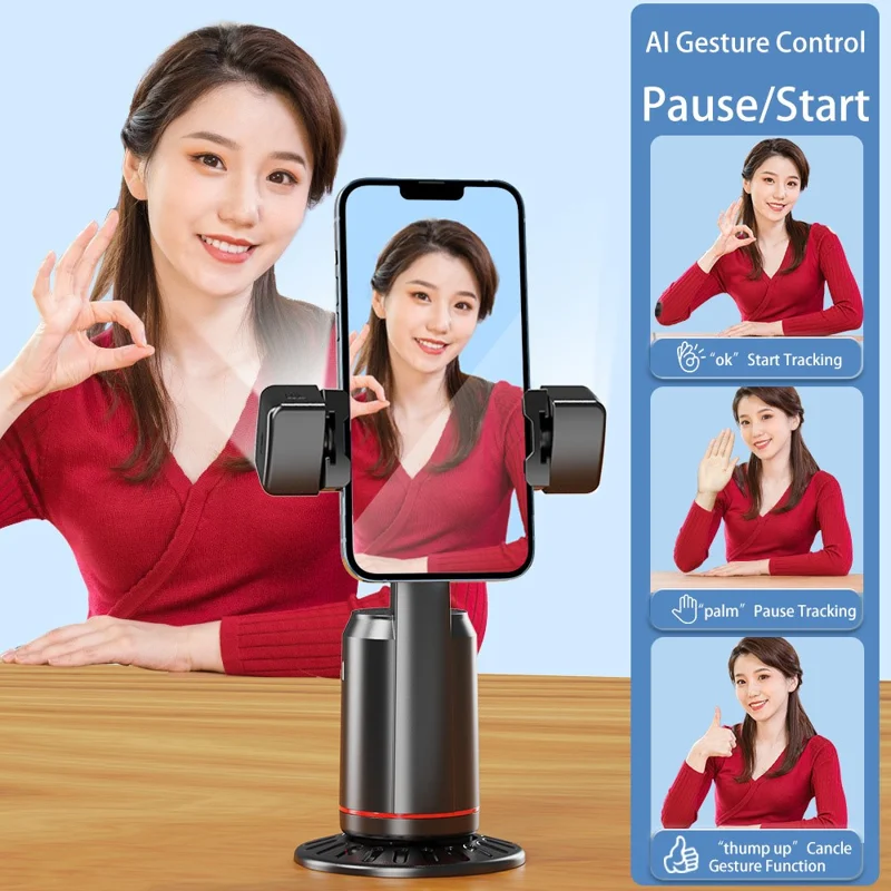 Q02 AI Estabilizador de telefone com rastreamento facial inteligente Seguimento automático Suporte para streaming ao vivo com 2 luzes