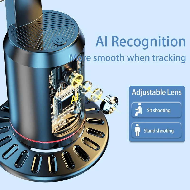 Q02 AI Estabilizador de telefone com rastreamento facial inteligente Seguimento automático Suporte para streaming ao vivo com 2 luzes