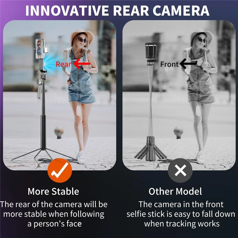 Q530TK Tripé Expansível com Rastreamento Facial Automático, Suporte Giratório de 360° para Celular com Controle Remoto