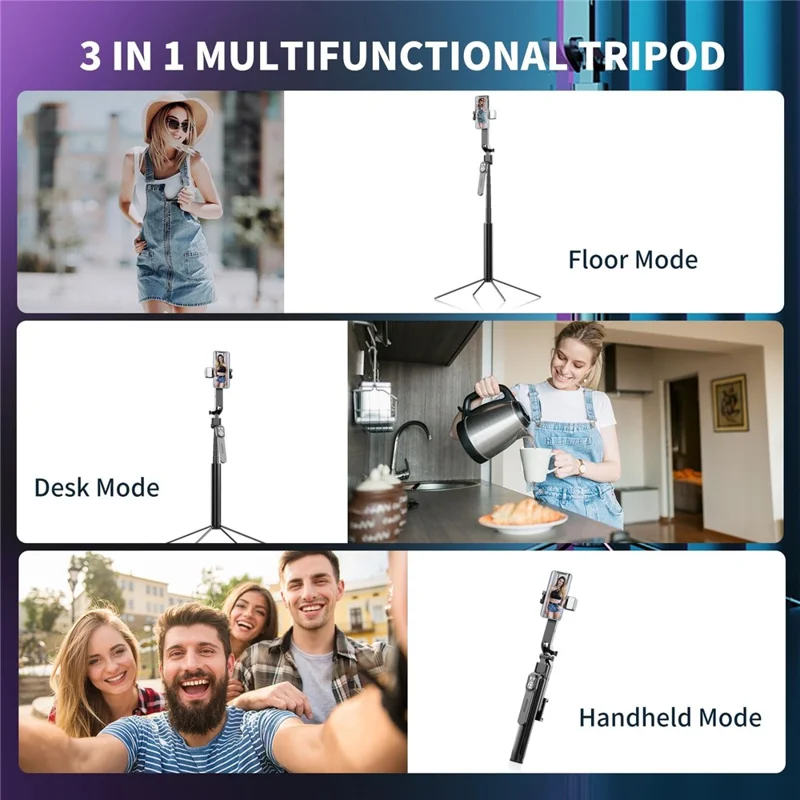Q530TK Tripé Expansível com Rastreamento Facial Automático, Suporte Giratório de 360° para Celular com Controle Remoto