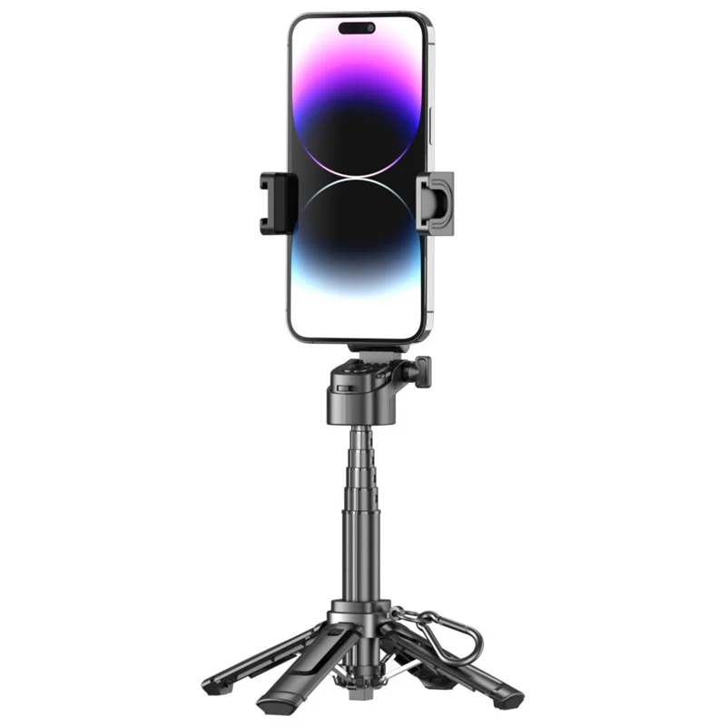 Bastão de Selfie Portátil P25T com Controle Remoto Bluetooth, Zoom Ajustável e Suporte Extensível - Preto