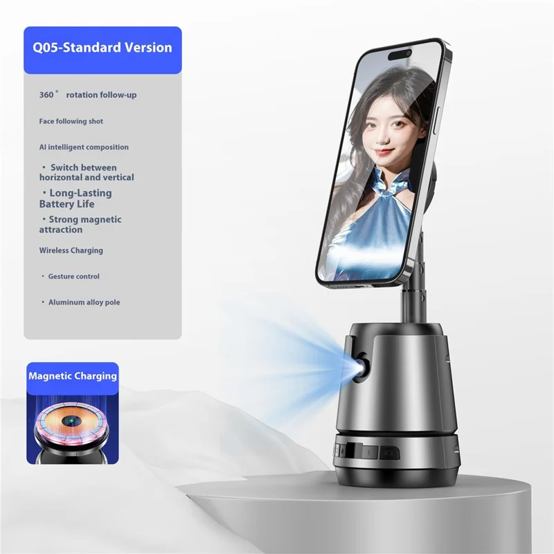 Q05 For Smartphone Magnetic Rechargeable Gimbal Stabilizer with 360° Rotation AI Face Tracking