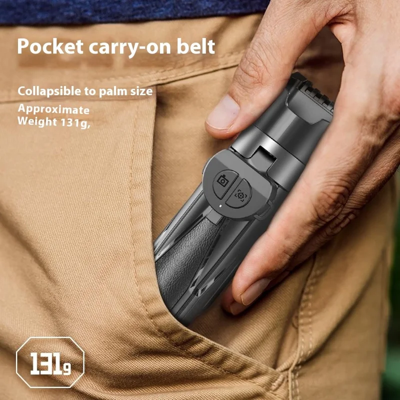 P15T Palo Selfie Mini Portátil Extensible con Trípode Compatible con Bluetooth y Luces Dobles - Negro