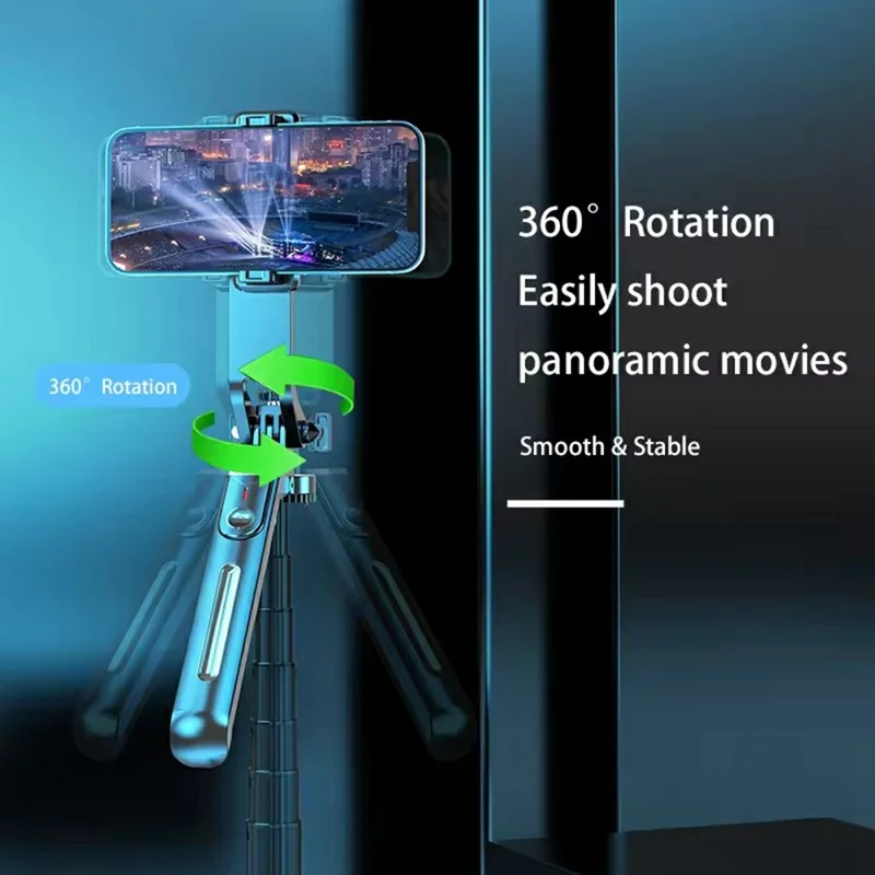 P195 Suporte de Selfie Compatível com Bluetooth Extensível Suporte de Telefone com Suporte de Quatro Pernas e 1 Luz de Preenchimento Quadrada