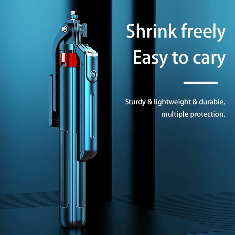 P195 Bluetooth-Compatible Selfie Stick Extendable Phone Stand Four-Leg Bracket with 2 Square Fill Lights