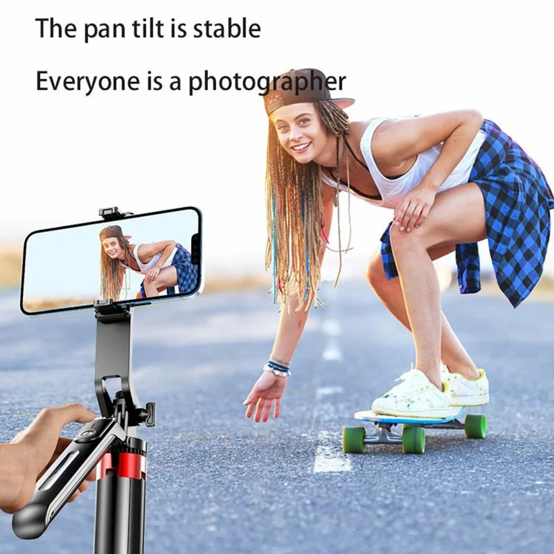 P195 Bluetooth-Compatible Selfie Stick Extendable Phone Stand Four-Leg Bracket with 2 Square Fill Lights