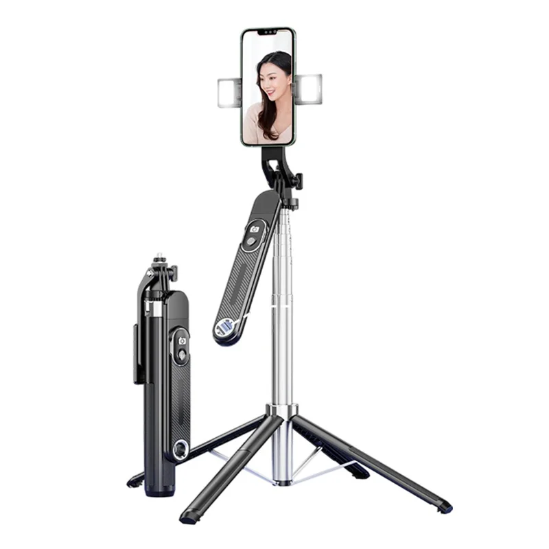 P510 V2 Dual Fill Light Extendable Phone Selfie Stick 1.8m Live Streaming Photography Four-Leg Bracket with Remote Shutter