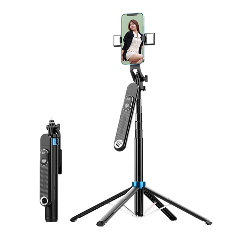 Perche P515 V2 Double Éclairage Selfie Stick Télescopique Compatible Bluetooth avec Déclencheur Photographique
