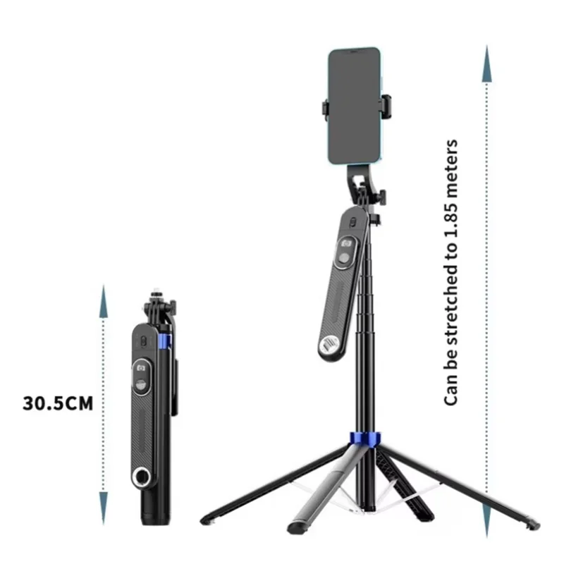 P515 V1 Single Fill Light Extendable Phone Selfie Stick Bluetooth-Compatible Shutter Photography Stand