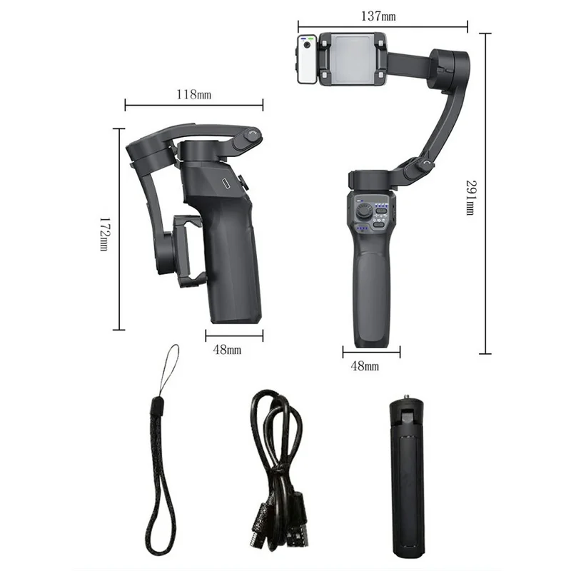 F11 For Smartphones AI Face Tracking Anti Shake Foldable 3 Axis Handheld Gimbal Stabilizer with App