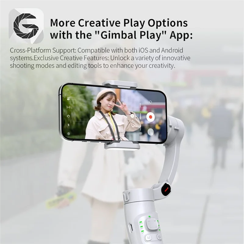 M1 Anti Shake Foldable 3 Axis Smartphone Gimbal Stabilizer Support Face Tracking Time Lapse Photograhy, with App