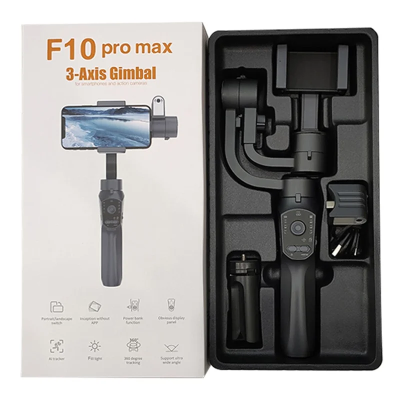 F10pro max AI Face Tracking 3 Axis Handheld Gimbal Stabilizer with App and Fill Light for Smartphones