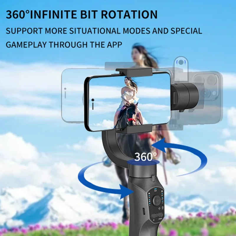 F10pro max AI Face Tracking 3 Axis Handheld Gimbal Stabilizer with App and Fill Light for Smartphones