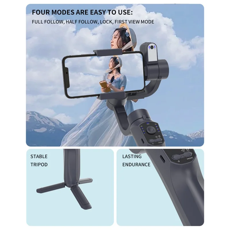 F10pro max AI Face Tracking 3 Axis Handheld Gimbal Stabilizer with App and Fill Light for Smartphones
