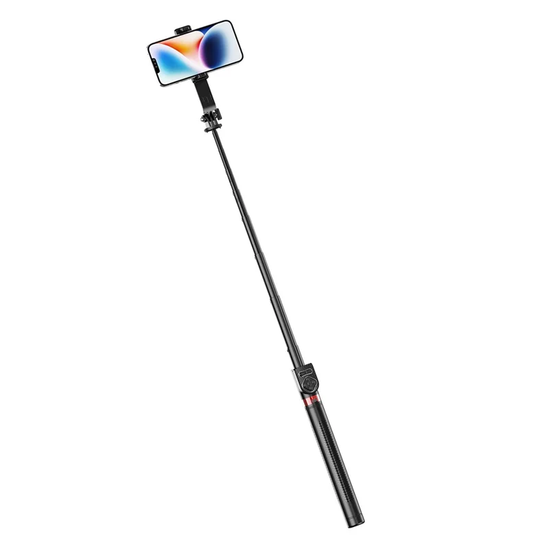 Tripé para Celular P100TK com Rotação de 360 Graus, Estabilização Anti-Vibração, Selfie Stick Compatível com Bluetooth e Luz de Preenchimento V1