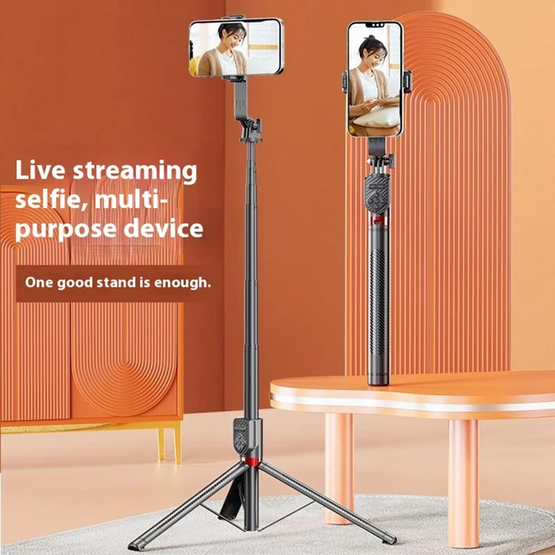 Tripé para Celular P100TK com Rotação de 360 Graus, Estabilização Anti-Vibração, Selfie Stick Compatível com Bluetooth e Luz de Preenchimento V1