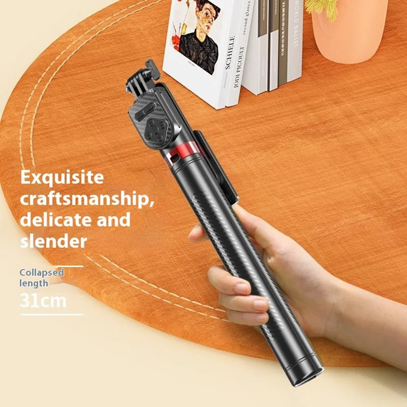 Tripé para Celular P100TK com Rotação de 360 Graus, Estabilização Anti-Vibração, Selfie Stick Compatível com Bluetooth e Luz de Preenchimento V1