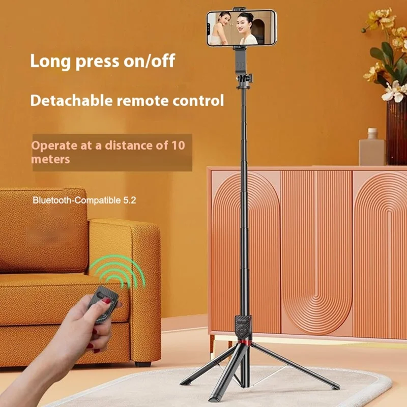 P100TK Tripé Antivibração para Celular com Bastão de Selfie Bluetooth e Luz de Preenchimento Dupla Retrátil