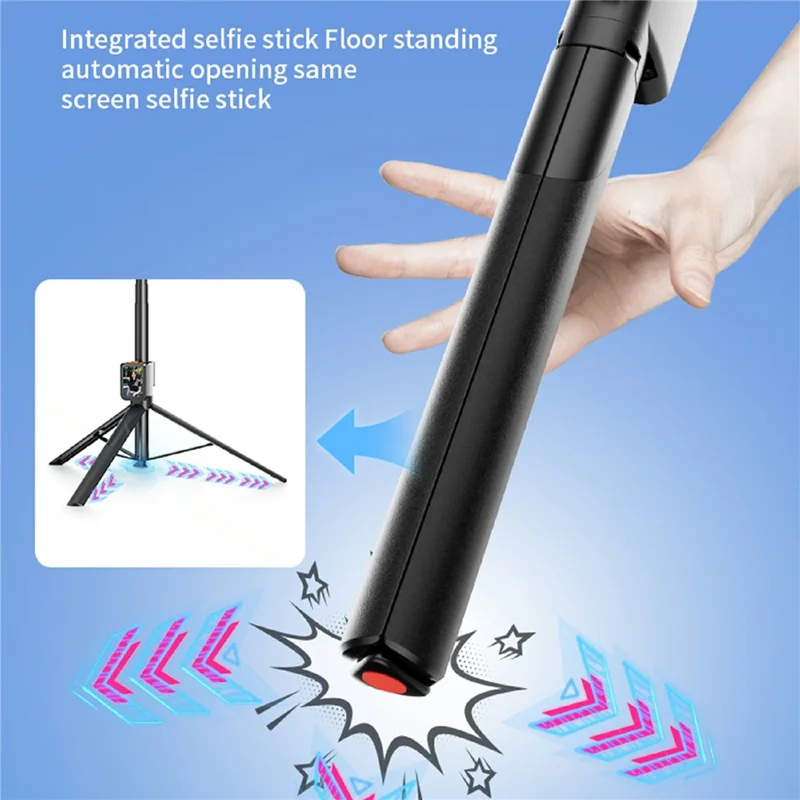 RK-X40W Ultra Smartphone Selfie Stick Tripod Vlog Shooting Auto Pop Open Stand with Screen Mirroring Device - Black