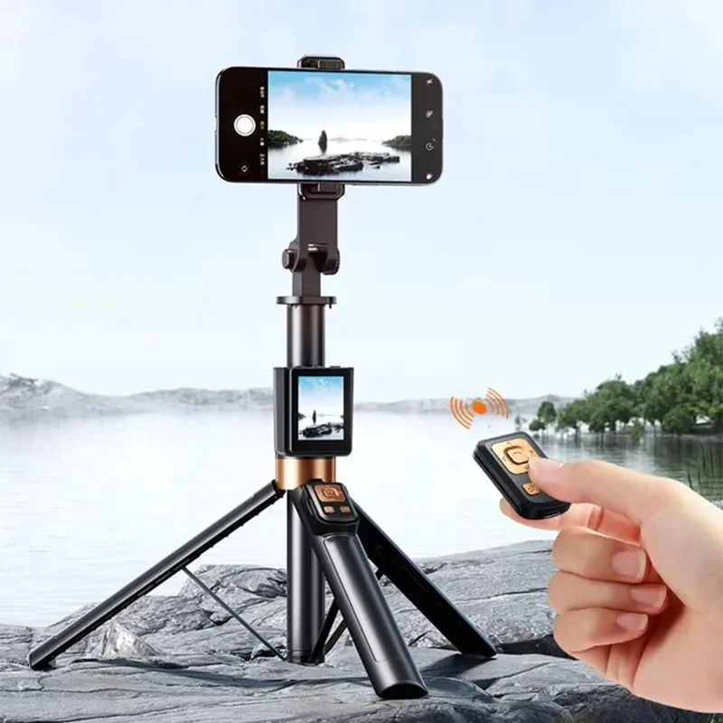 RK-X40C Смартфон-штатив для влог-видео, выдвижной селфи-стик с устройством зеркаления экрана и беспроводным пультом дистанционного управления по Bluetooth