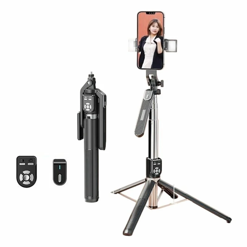 P320 Bluetooth-Compatible Phone Selfie Stick Dual Remote Control Extendable Four-legged Stand with 2 Fill Lights