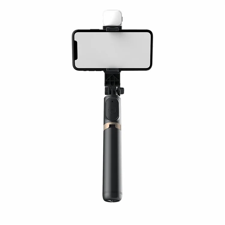 Q03s Aluminum Alloy Rod LED Beauty Fill Light Bluetooth-compatible Tripod Selfie Stick - Black
