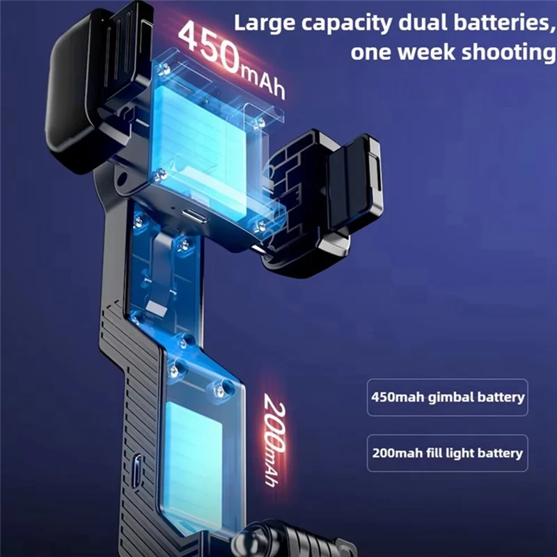 Q31 Extendable Selfie Stick Gimbal Stabilizer Smartphone Anti Shake Four-leg Stand with LED Fill Light