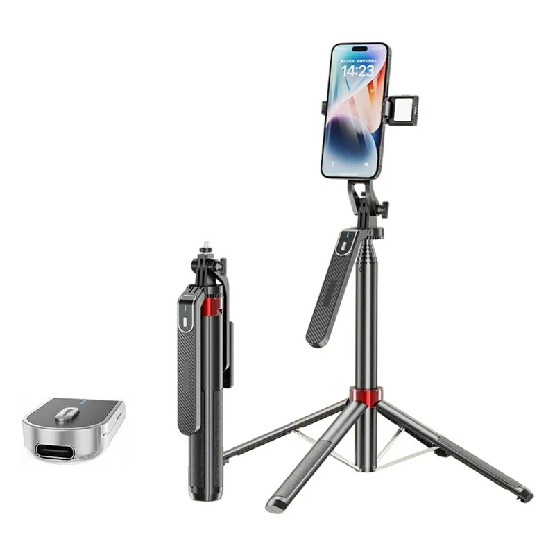 P185mini Single V1 Fill Light Portable Bluetooth-Compatible Selfie Stick Smartphone Four-leg Stand Extendable Monopod