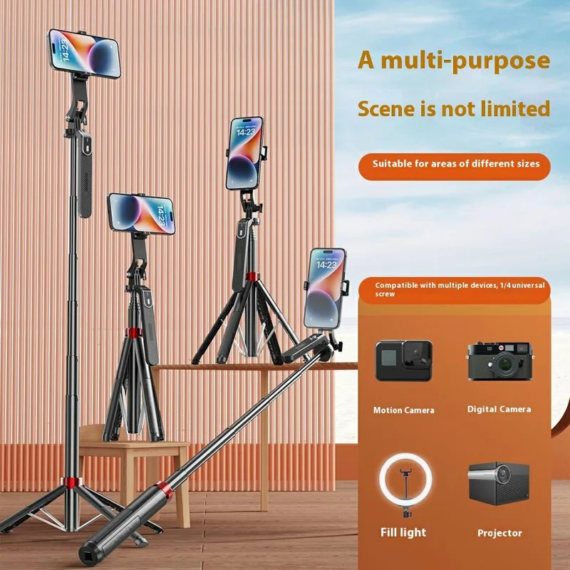 P185mini Dual V2 Fill Light Portable Bluetooth-Compatible Selfie Stick Smartphone Four-leg Stand Extendable Monopod