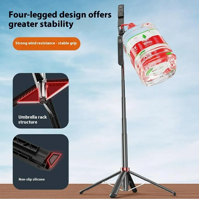 P185mini Portable Bluetooth-Compatible Selfie Stick Extendable Smartphone Four-leg Stand with 1 Square Fill Light