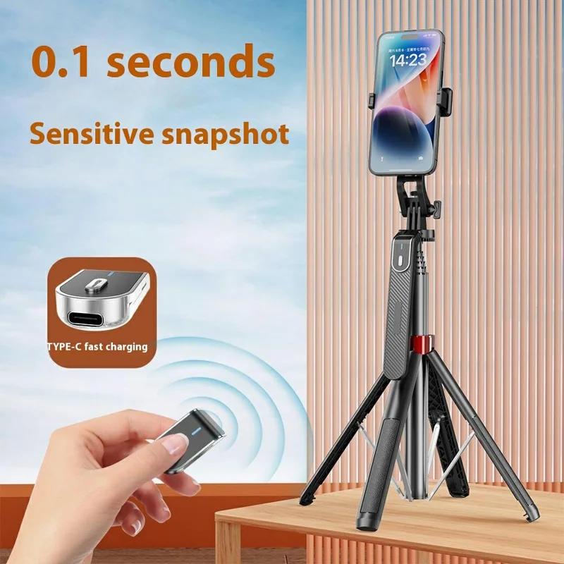 P185mini Portable Bluetooth-Compatible Selfie Stick Extendable Smartphone Four-leg Stand with 2 Square Fill Lights
