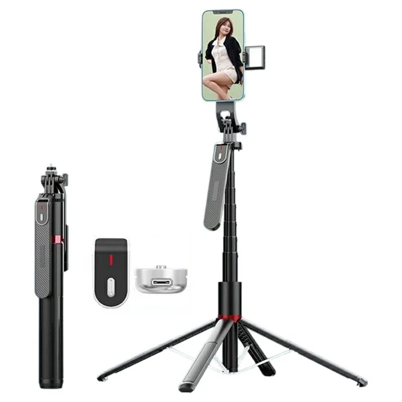 P185MAX Single V1 Fill Light 2.2m Extendable Bluetooth-Compatible Phone Selfie Stick Anti Shake Aluminum Alloy Stand